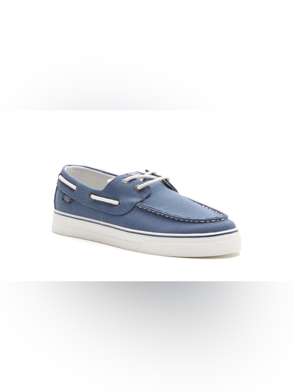Chaps Men's Light Blue Canvas Boat Shoe with White Trim
